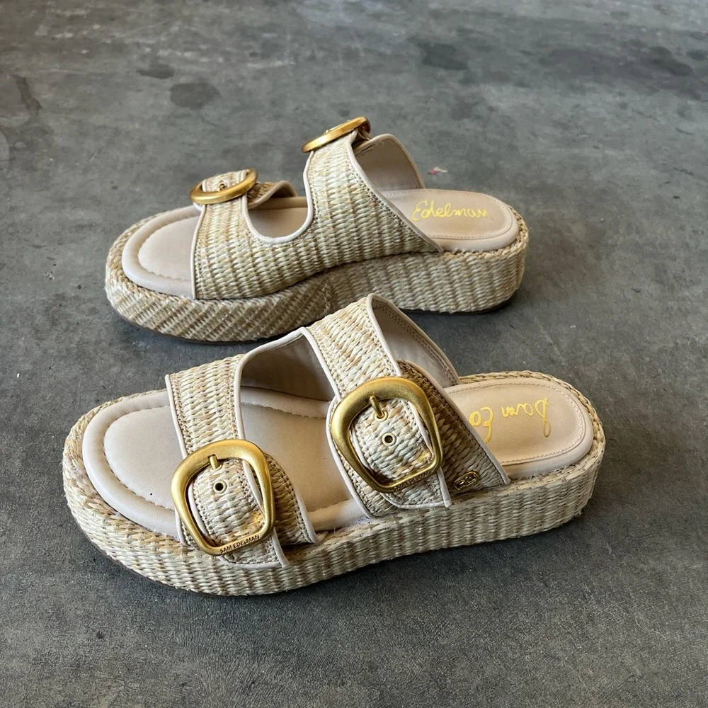 Sam Edelman Beige Double-Buckle Sandals - Picture 4 of 4